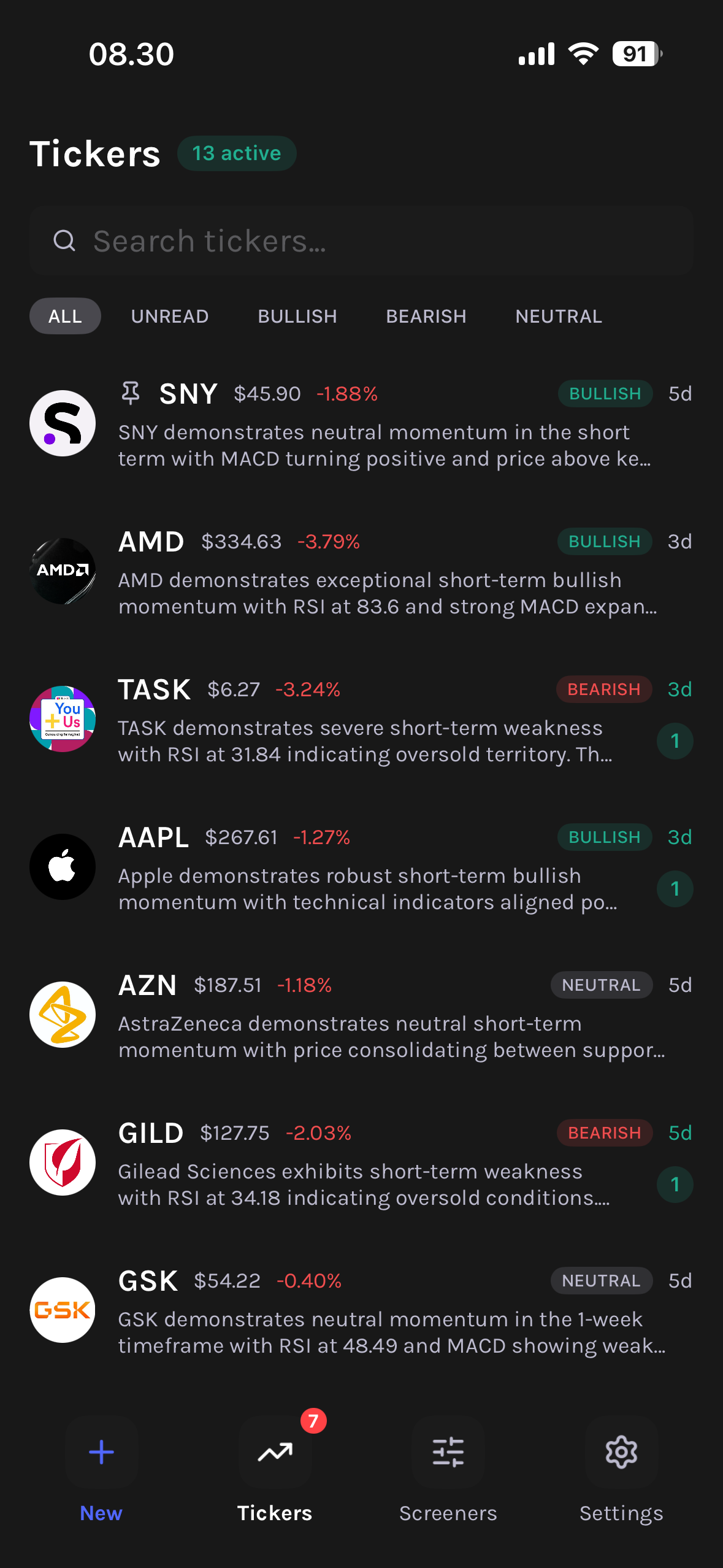 Blackowl app — AI ticker insights